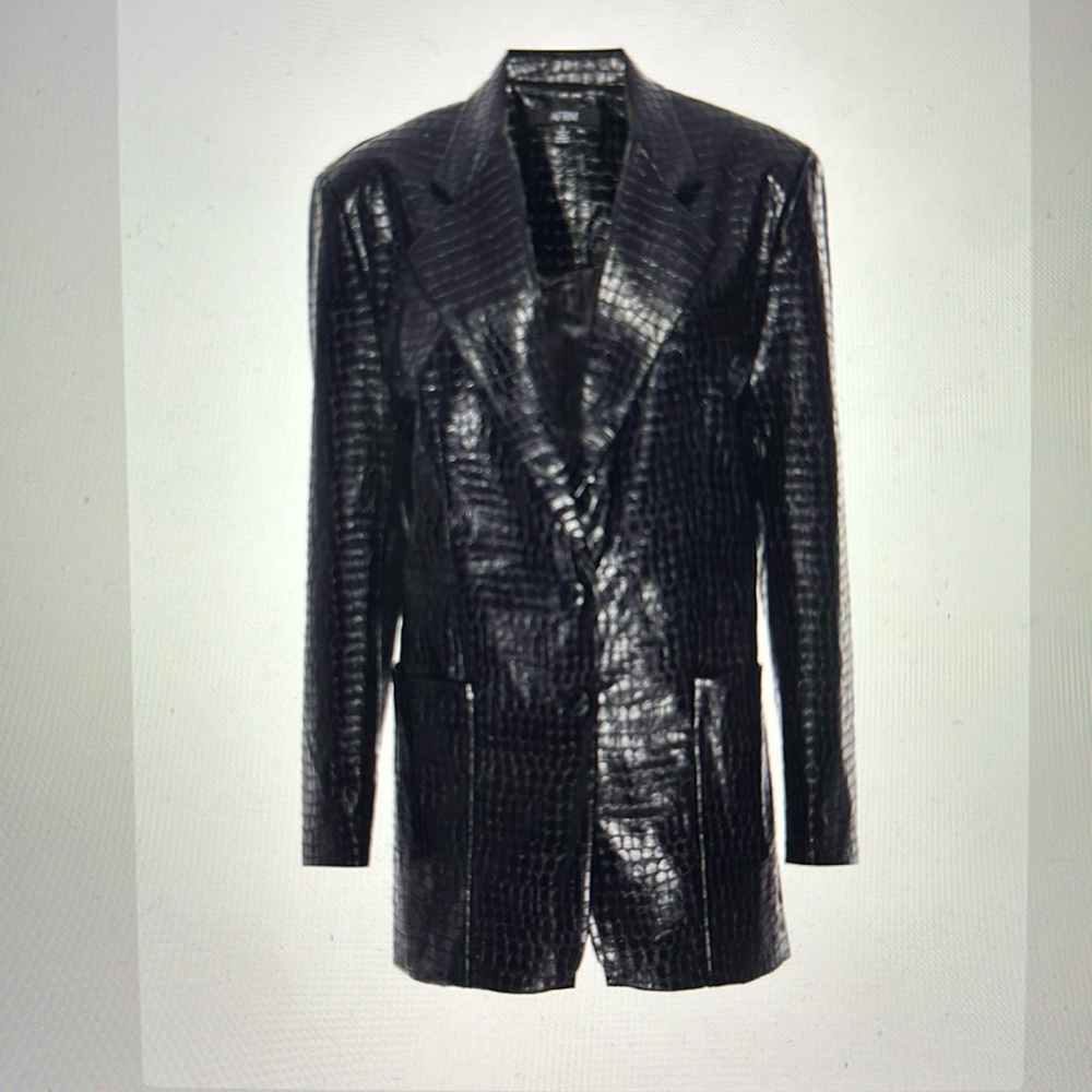AFRM Black Leather Croc Blazer (L)